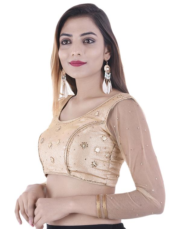 gold silk embroidered blouse - 15084760 - Zoom Image - 2