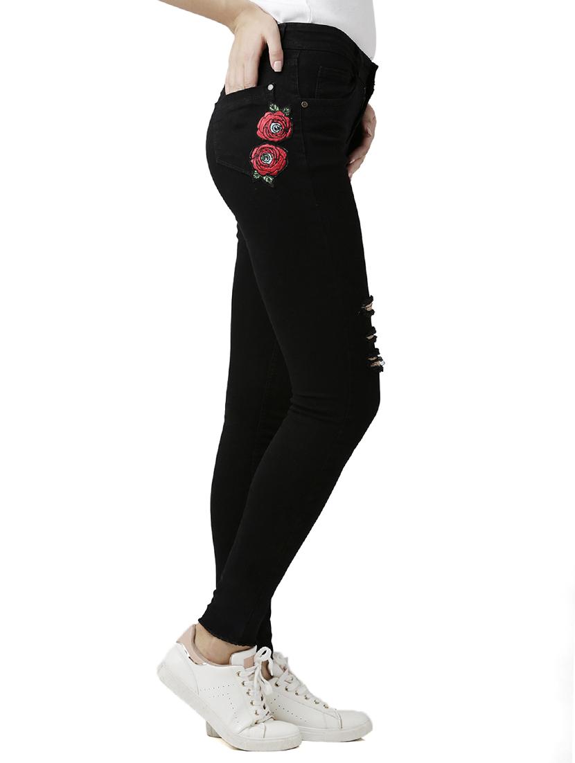 black solid denim jeans - 15085544 - Zoom Image - 2