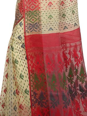 Hand woven jamdani saree with blouse - 15085782 - Standard Image - 2
