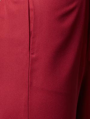 Maroon solid wide leg trouser - 15086025 - Standard Image - 5
