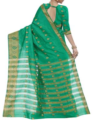 turquoise silk blend banarasi saree with blouse - 15086157 - Standard Image - 2