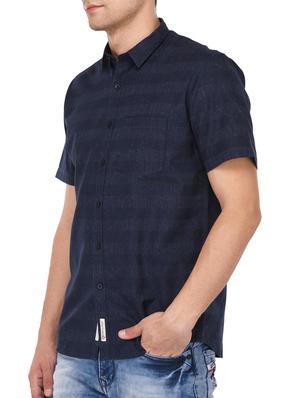 navy blue cotton casual shirt - 15087200 - Standard Image - 2