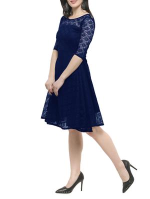 laced panel fit & flare dress - 15088949 - Standard Image - 2