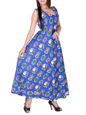 blue cotton flared kurta - 15091235 - Standard Image - 2