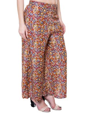 Red printed crepe palazzo - 15091605 - Standard Image - 2