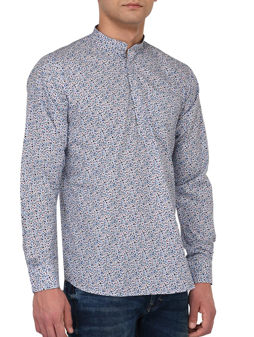 blue cotton short kurta - 15091802 - Zoom Image - 2