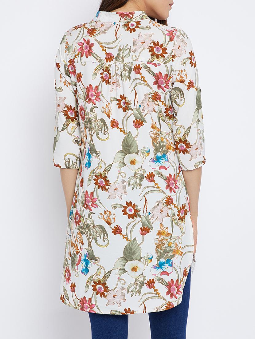 white crepe straight kurti - 15093951 - Zoom Image - 2
