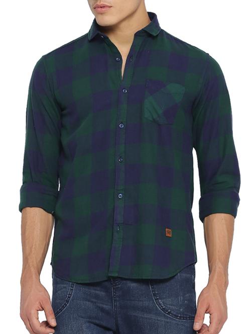 green cotton casual shirt - 15096086 - Standard Image - 1