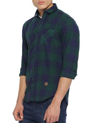green cotton casual shirt - 15096086 - Standard Image - 2