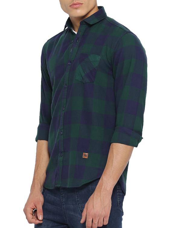 green cotton casual shirt - 15096086 - Zoom Image - 2
