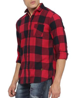 red cotton casual shirt - 15096087 - Standard Image - 2