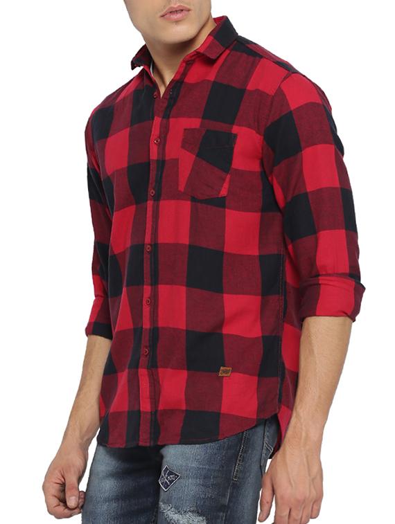 red cotton casual shirt - 15096087 - Zoom Image - 2