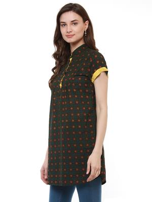 green cotton printed tunic - 15098106 - Standard Image - 2
