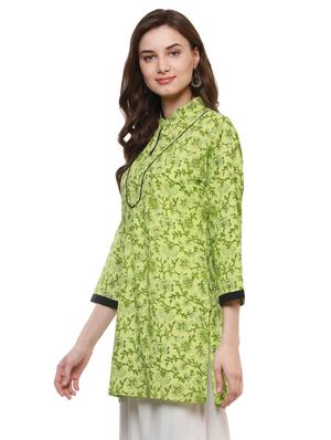 green cotton aline kurti - 15098124 - Standard Image - 2
