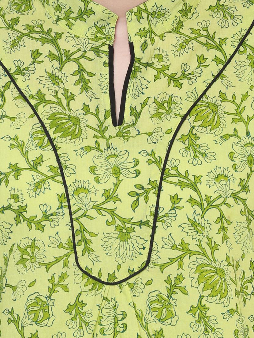 green cotton aline kurti - 15098124 - Zoom Image - 5