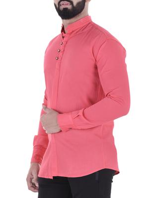 pink cotton casual shirt - 15099729 - Standard Image - 2