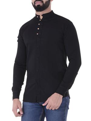 black cotton casual shirt - 15099732 - Standard Image - 2