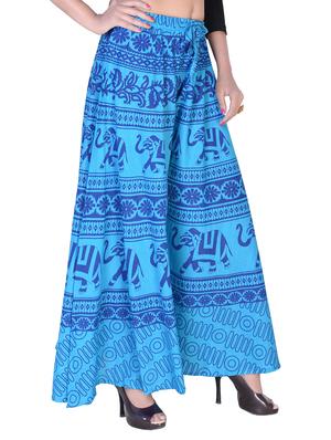 blue cotton palazzos - 15102410 - Standard Image - 2