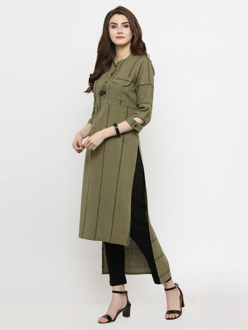 self-design high low kurta - 15104147 - Zoom Image - 2
