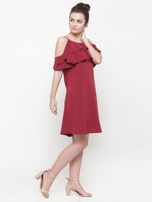 cold shoulder ruffle dress - 15104957 - Standard Image - 2