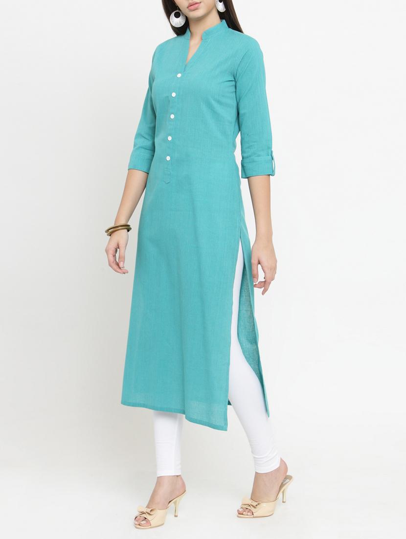 solid straight kurta - 15105140 - Zoom Image - 2