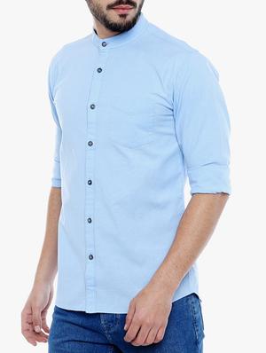 blue cotton casual shirt - 15105303 - Standard Image - 2