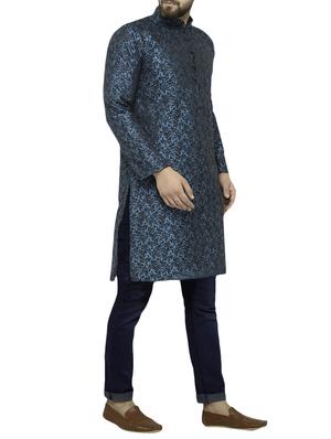 green silk blend pocket kurta - 15105517 - Standard Image - 2