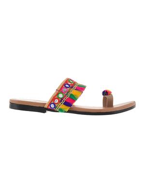 multi colored one toe kolhapuri - 15105640 - Standard Image - 2