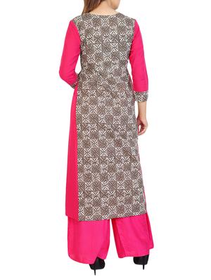 pink cotton straight kurta - 15106254 - Standard Image - 2