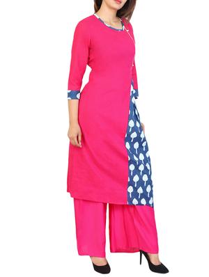 pink cotton a-line kurta - 15106257 - Standard Image - 2