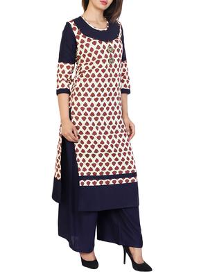 Brown cotton straight kurta - 15106258 - Standard Image - 2