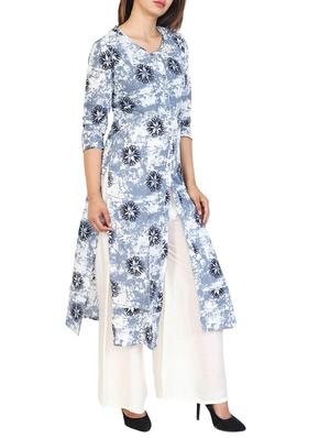 blue cotton straight kurta - 15106260 - Standard Image - 2