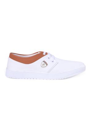 white leatherette lace up sneaker - 15106603 - Standard Image - 2