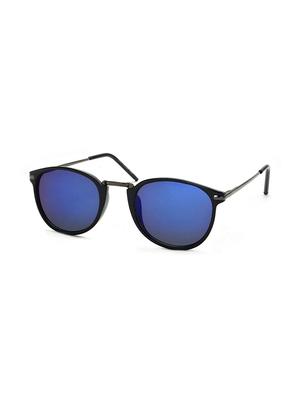stacle raised metal bridge uv protected retro round unisex sunglasses (st19444|blue mirrored lens) - 15107681 - Standard Image - 2