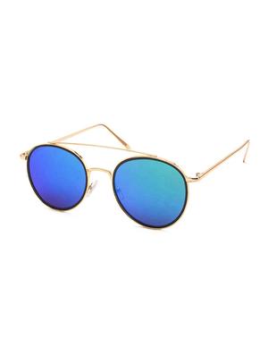 stacle uv protected round sunglasses for men and women (st7566|48|golden / blue mirrored lens) - 15107798 - Standard Image - 2