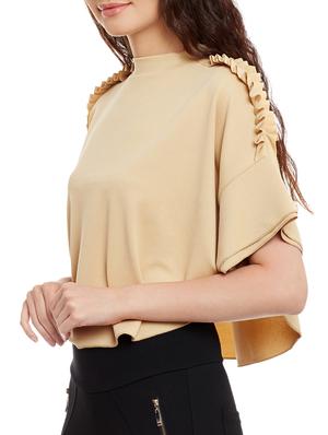beige solid cape sleeved top - 15108552 - Standard Image - 2