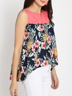 blue assymetric cotton top - 15111065 - Standard Image - 2