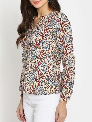 brown floral cotton top - 15111066 - Standard Image - 2