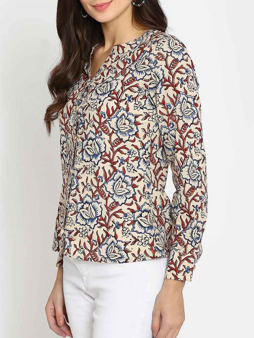 brown floral cotton top - 15111066 - Zoom Image - 2