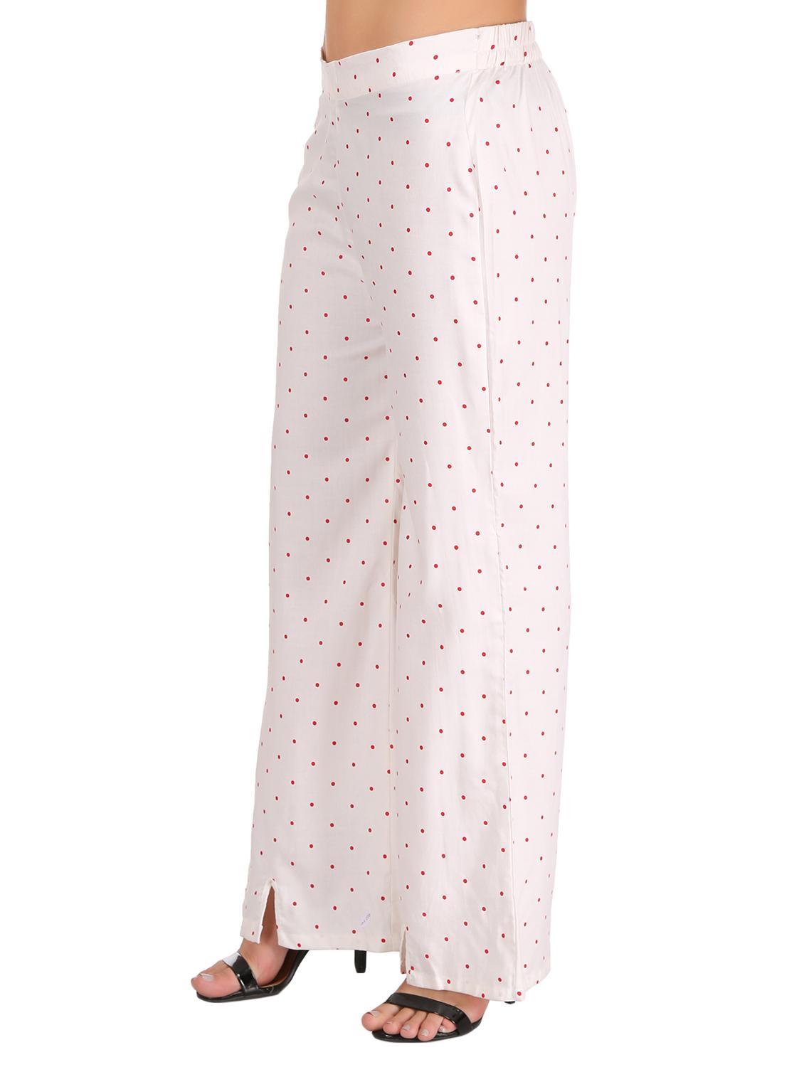 White polka dot flared palazzo - 15111069 - Zoom Image - 2