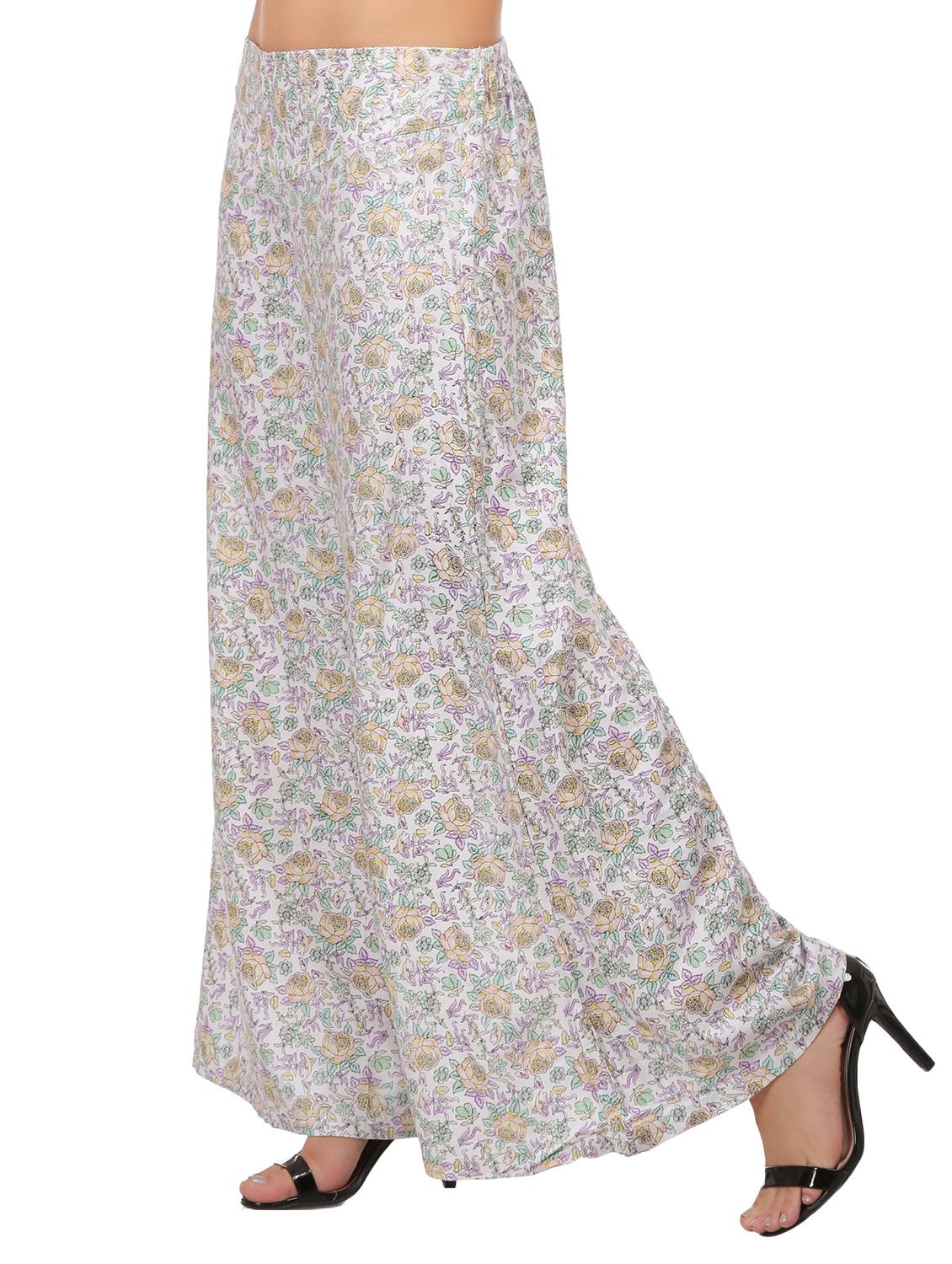 White floral flared palazzo - 15111315 - Zoom Image - 2