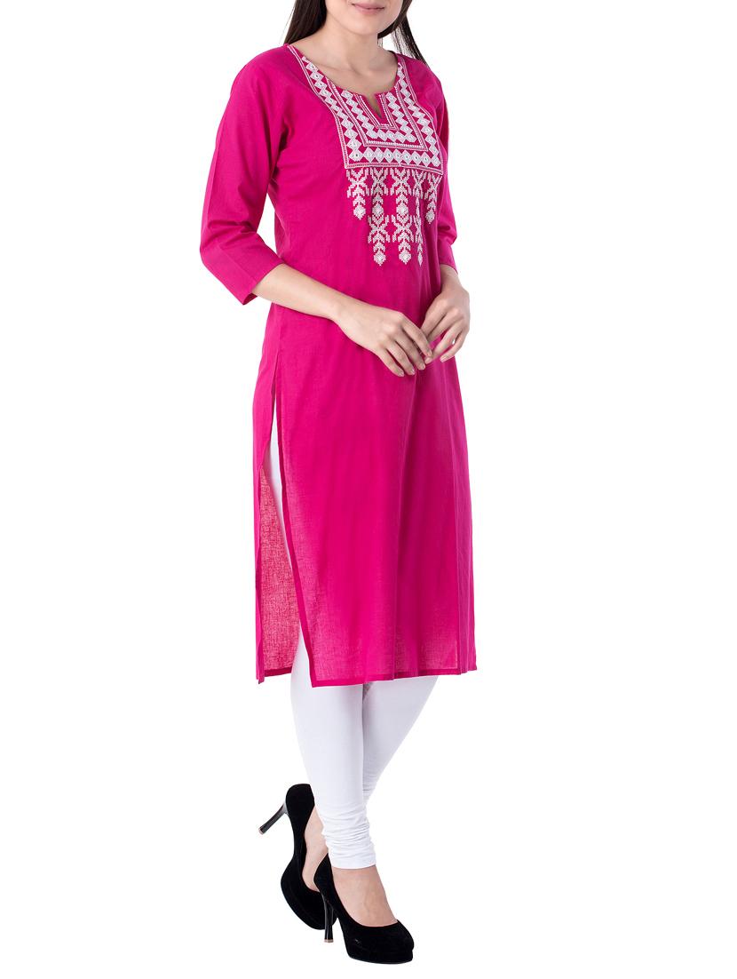 Embroidered straight kurta - 15111415 - Zoom Image - 2