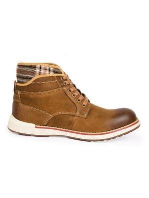 brown leatherette high ankle boot - 15112195 - Standard Image - 2
