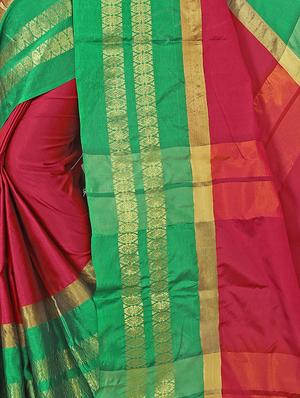 red art silk bordered saree with blouse - 15112521 - Standard Image - 2