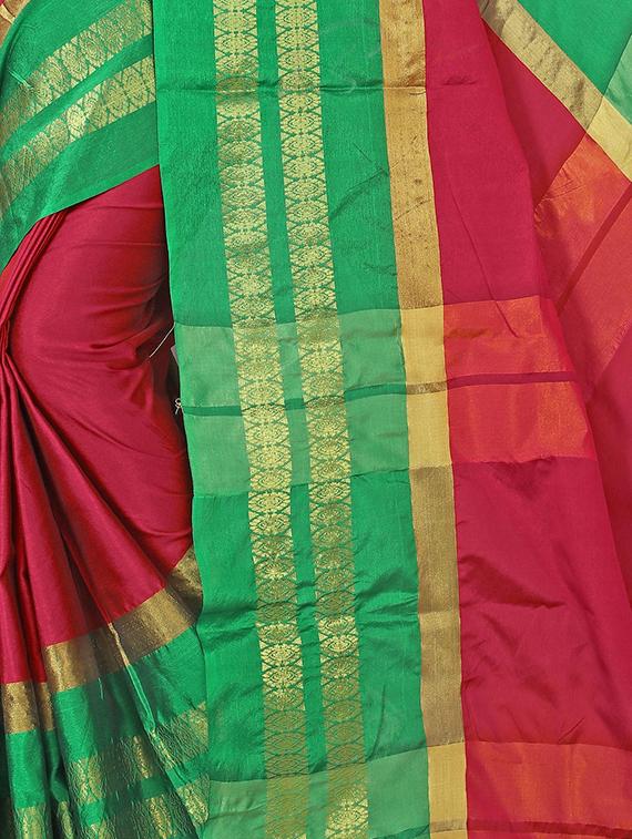 red art silk bordered saree with blouse - 15112521 - Zoom Image - 2