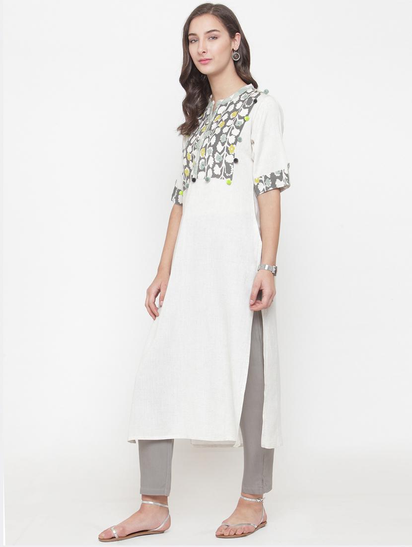 Printed yoke kurta with pant set - 15112688 - Zoom Image - 2