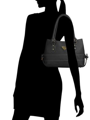 black leatherette (pu) combo handbag - 15112755 - Standard Image - 8