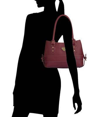 maroon leatherette (pu) combo handbag - 15112757 - Standard Image - 8