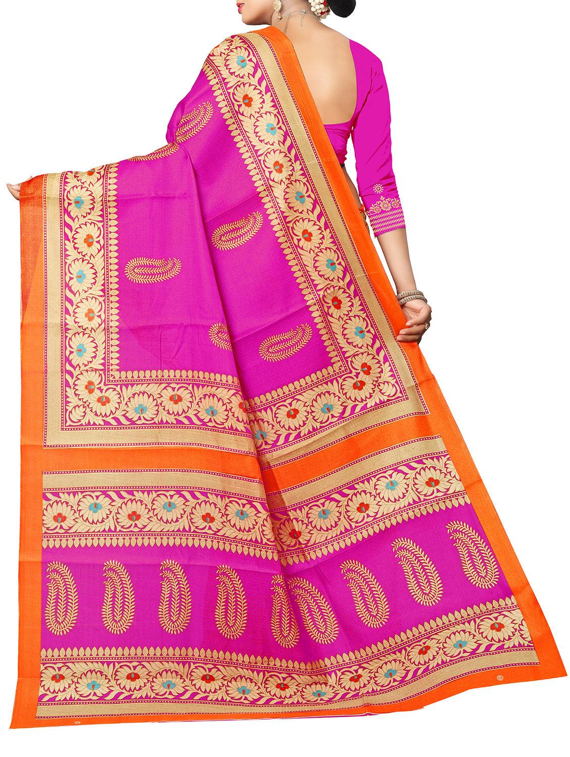pink art silk bhagalpuri saree with blouse - 15112895 - Zoom Image - 2
