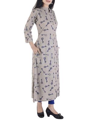 grey rayon straight kurta - 15113074 - Standard Image - 2